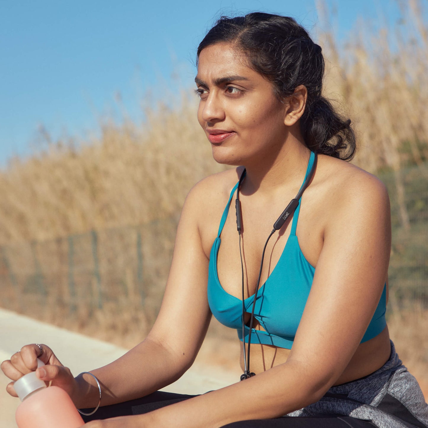 Aquamarine Mercury Sporty Bra Top in ECONYL®