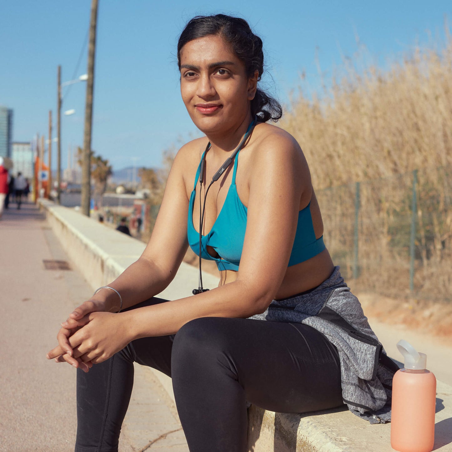 Aquamarine Mercury Sporty Bra Top in ECONYL®