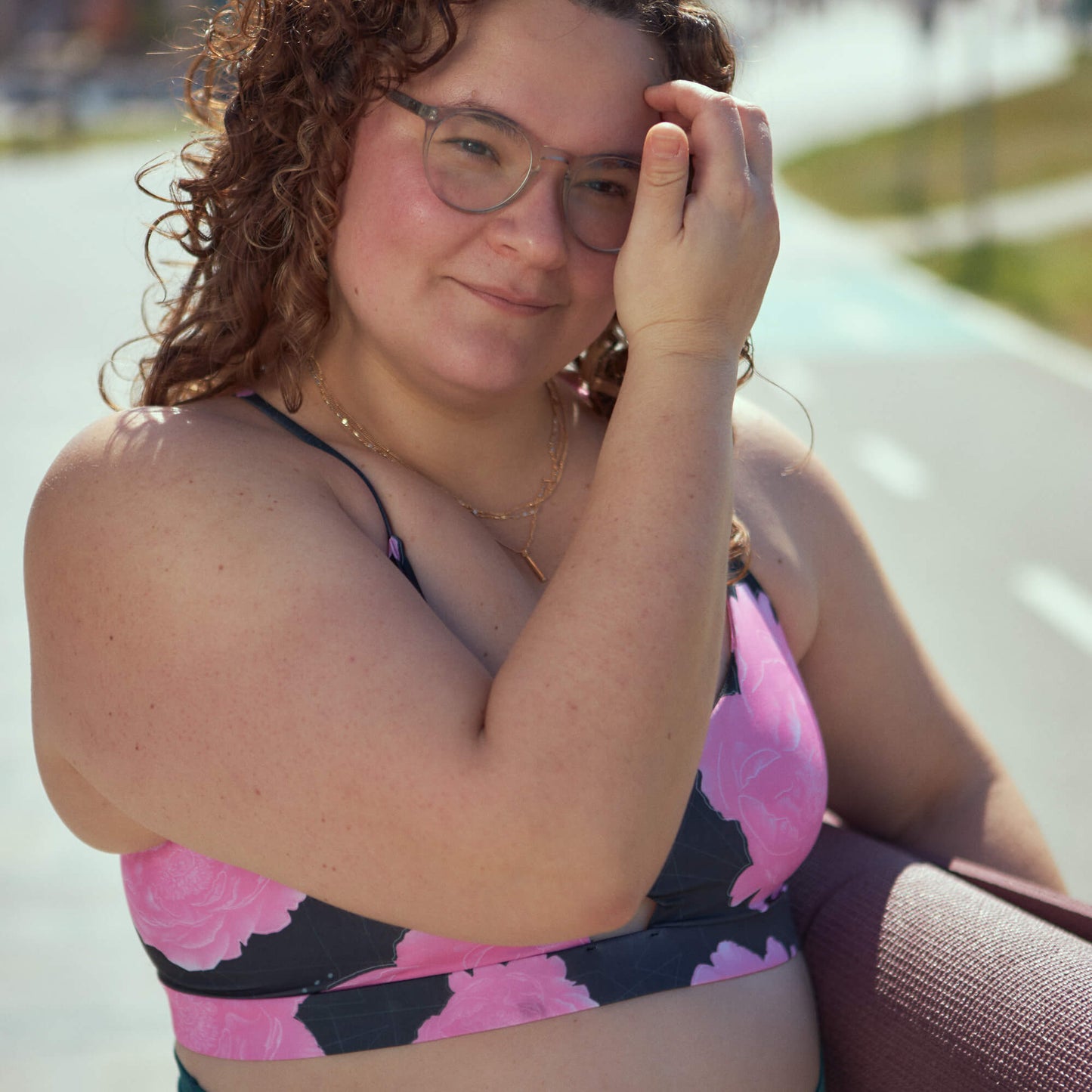 Pink Peony Watercolor Artemis Sports Bra