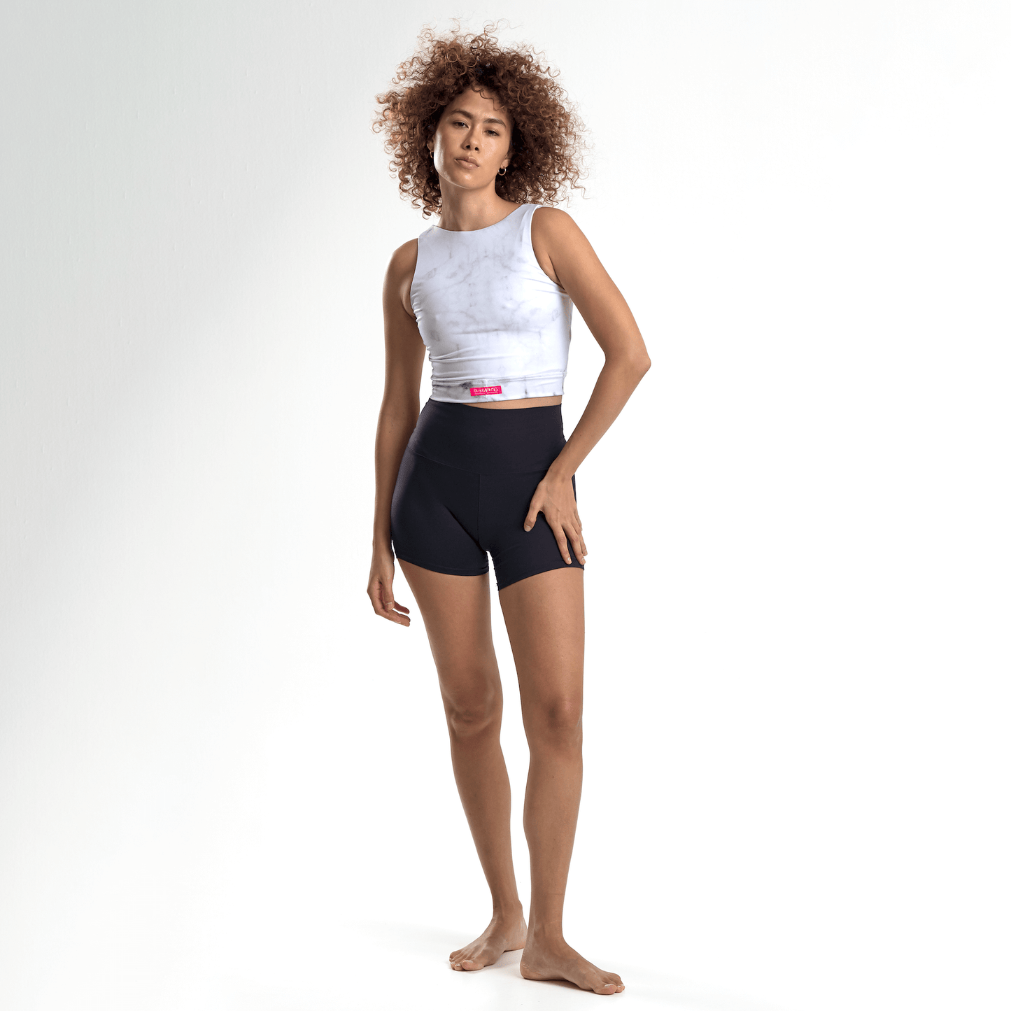 WHITE MARBLE MINERVA FITNESS CROP TOP