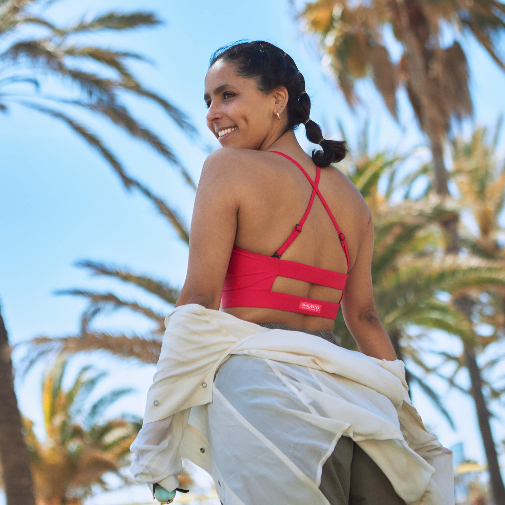 Coral Pink Artemis Sports Bra in ECONYL®